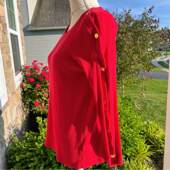 Michael Kors Red Thermal Top Size Small - Picture 3 of 8